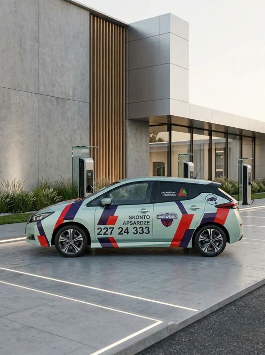 Skonto Apsardzes automašīna ar uzlīmēm